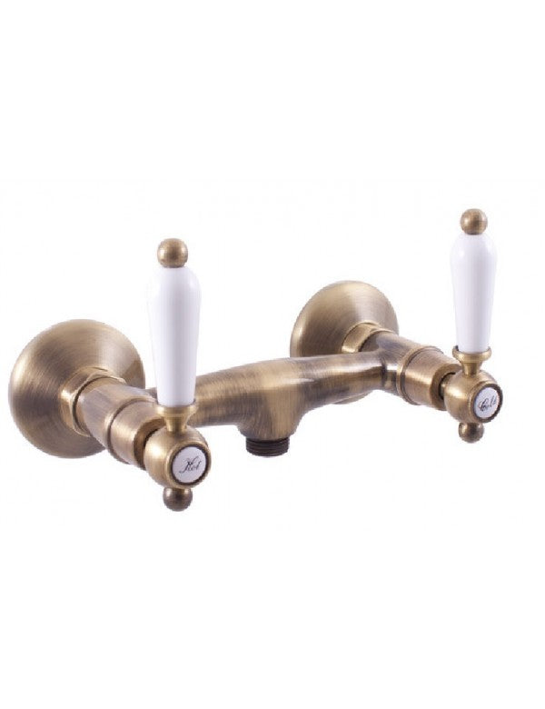 MORAVA Miscelatore Doccia Retrò a Parete con manico in ceramica bronzo