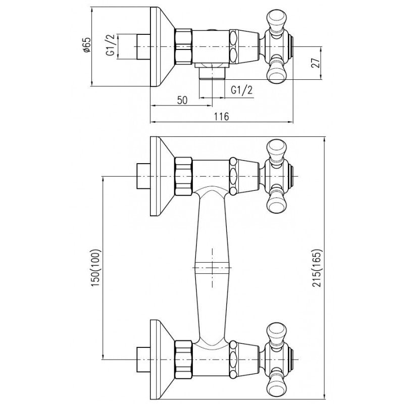 MORAVA miscelatore doccia retrò a parete in bronzo con doccetta