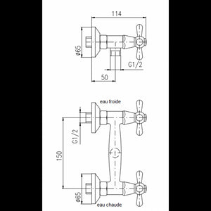 MORAVA miscelatore doccia retrò a parete in ottone bronzo