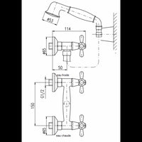 MORAVA Miscelatore Doccia Retrò a Parete in Ottone Bronzo con Doccetta