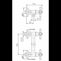 Miscelatore doccia a parete retrò MORAVA in ottone dorato