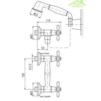 MORAVA Miscelatore Doccia Retrò a Parete in Ottone Nero con Supporto Fisso