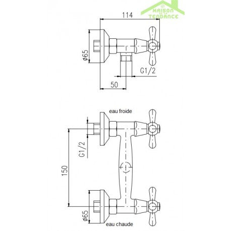 MORAVA Miscelatore Doccia Retrò a Parete in Ottone Nero senza Doccetta