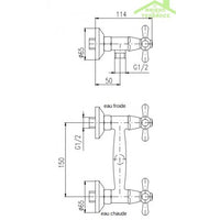 MORAVA Miscelatore Doccia Retrò a Parete in Ottone Nero senza Doccetta