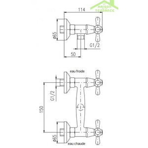 MORAVA Miscelatore Doccia Retrò a Parete in Ottone Nero senza Doccetta