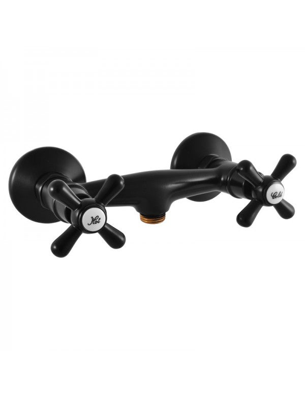 Miscelatore doccia a parete retrò MORAVA in ottone nero/bianco