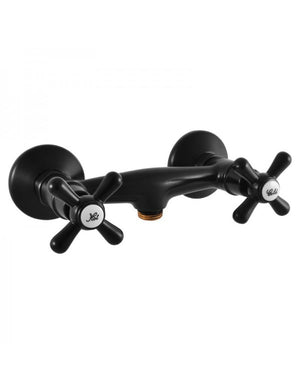 Miscelatore doccia a parete retrò MORAVA in ottone nero/bianco