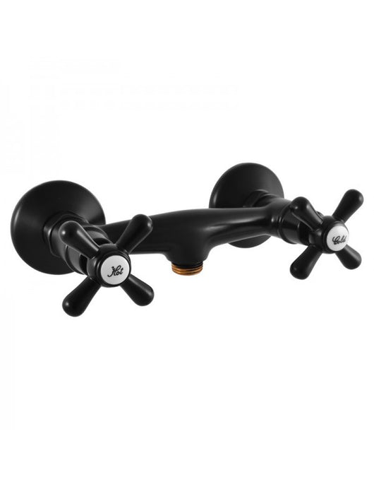 Miscelatore doccia a parete retrò MORAVA in ottone nero/bianco