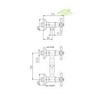 Miscelatore doccia a parete retrò MORAVA in ottone nero/bianco