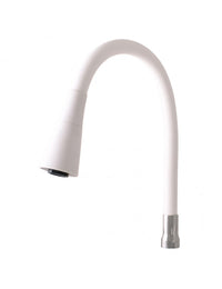 MORAVA RETRO Miscelatore per lavello con memoria flessibile bianco in cromo