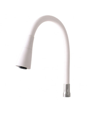 MORAVA RETRO Miscelatore per lavello con memoria flessibile bianco in cromo