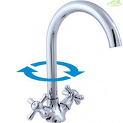 MORAVA Miscelatore Lavello Alto con Braccio Girevole Rotondo in Cromo H 19,7 cm