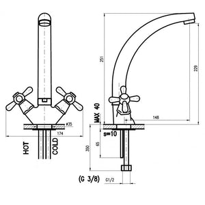 Miscelatore lavello alto girevole MORAVA cromato H 22,9 cm