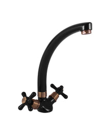 MORAVA Miscelatore Alto Girevole in Ottone Nero Opaco H 22,9 cm