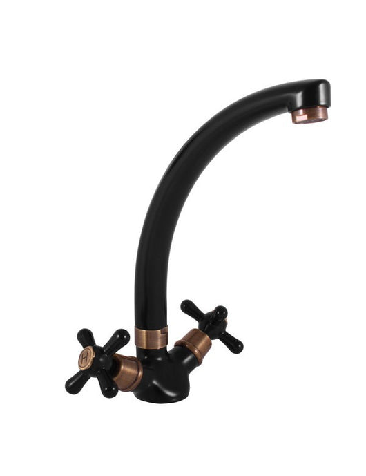 MORAVA Miscelatore Alto Girevole in Ottone Nero Opaco H 22,9 cm