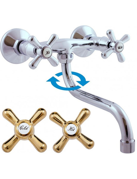 Miscelatore lavello girevole MORAVA in cromo oro