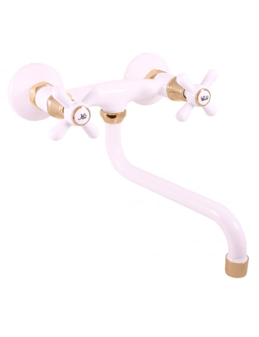 Miscelatore lavello girevole MORAVA in ottone oro-bianco