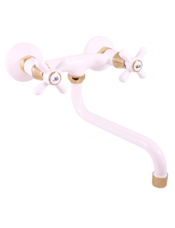 Miscelatore lavello girevole MORAVA in ottone oro-bianco