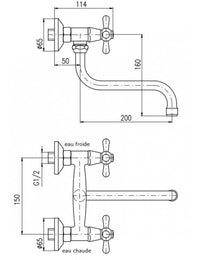 Miscelatore lavello girevole MORAVA in ottone oro-bianco