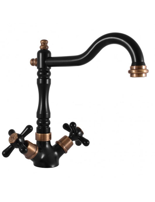 Miscelatore lavello girevole MORAVA RETRO in ottone nero opaco