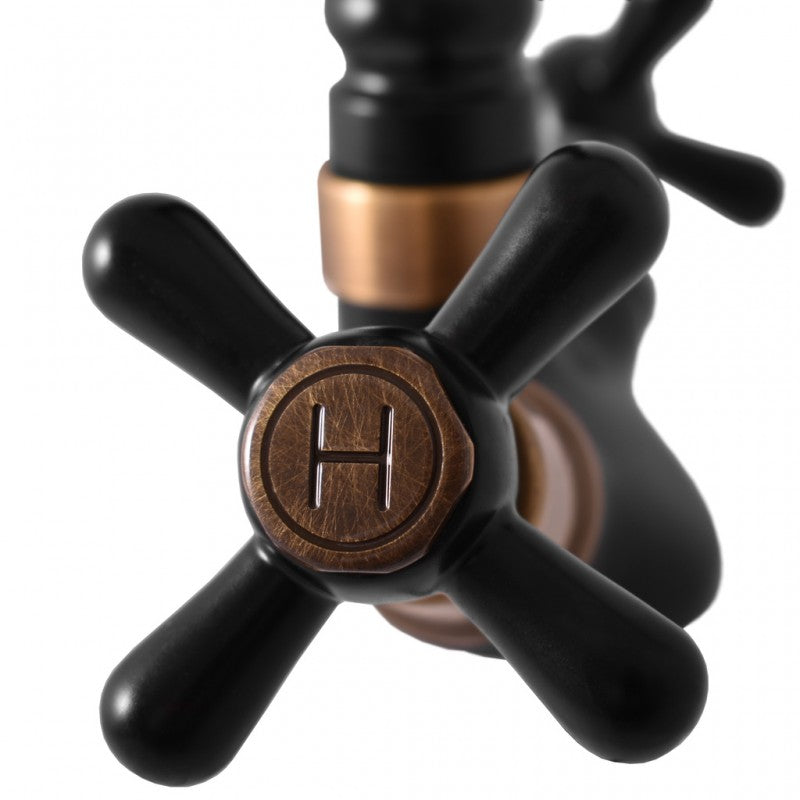 Miscelatore lavello girevole MORAVA RETRO in ottone nero opaco