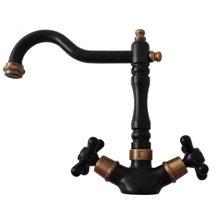 Miscelatore lavello girevole MORAVA RETRO in ottone nero opaco