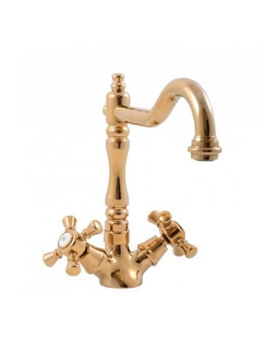 Miscelatore per lavabo girevole MORAVA RETRO in ottone dorato