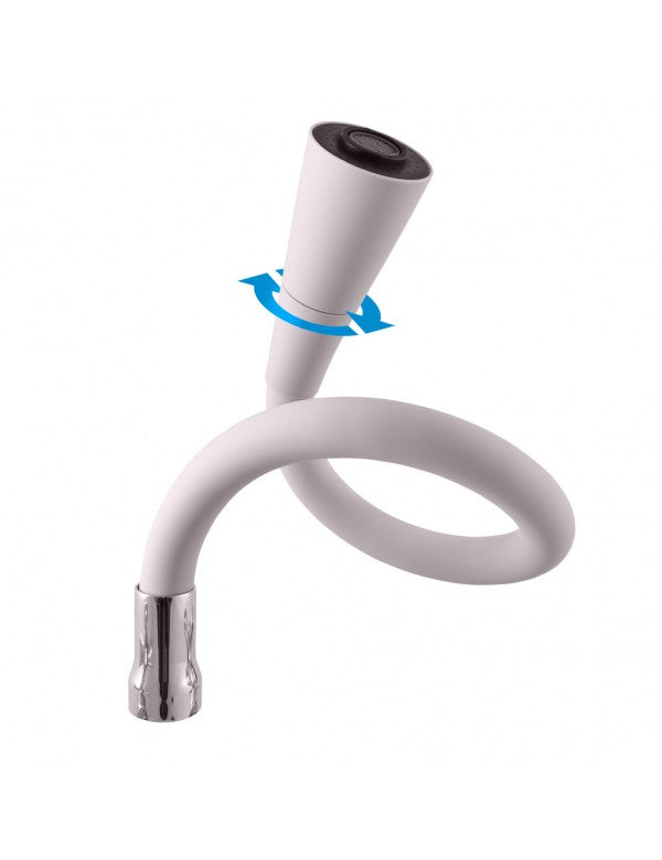 MORAVA RETRO Miscelatore per lavello con memoria da parete flessibile bianco in cromo