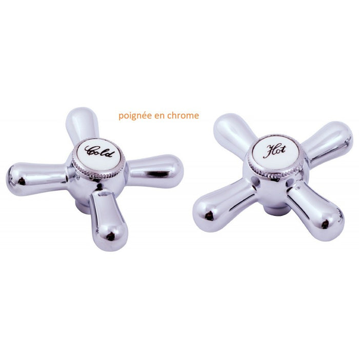 MORAVA RETRO Miscelatore per lavello con memoria da parete flessibile bianco in cromo