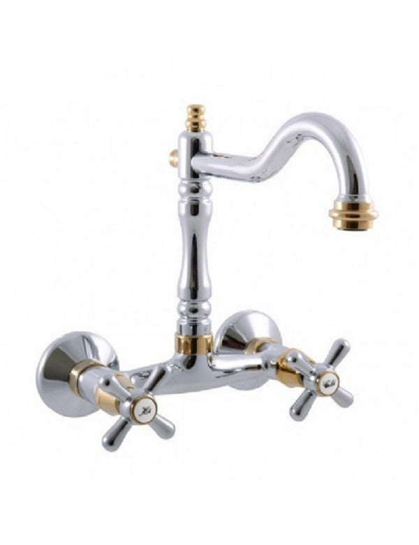 MORAVA RETRO miscelatore lavello a parete girevole in cromo oro