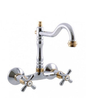 MORAVA RETRO miscelatore lavello a parete girevole in cromo oro