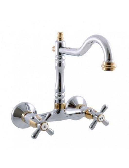 MORAVA RETRO miscelatore lavello a parete girevole in cromo oro