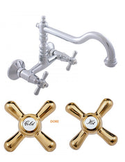 MORAVA RETRO miscelatore lavello a parete girevole ottone dorato