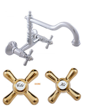 MORAVA RETRO miscelatore lavello a parete girevole ottone dorato