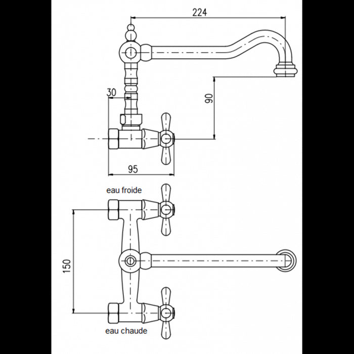 Miscelatore lavello girevole MORAVA RETRO in cromo