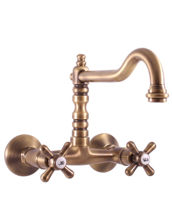 MORAVA RETRO miscelatore lavello a parete girevole in ottone