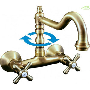 MORAVA RETRO miscelatore lavello a parete girevole in ottone