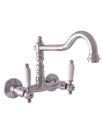 MORAVA Miscelatore Lavabo a Parete Retrò in Cromo con Manico in Ceramica