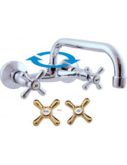 MORAVA miscelatore per lavabo/lavabo girevole a parete in ottone dorato
