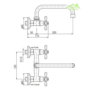 MORAVA miscelatore per lavabo/lavabo girevole a parete in ottone dorato