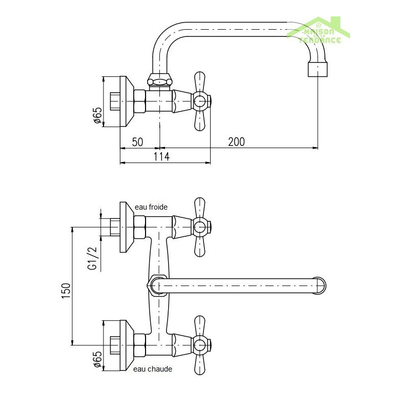 MORAVA miscelatore per lavabo/lavabo girevole a parete in ottone dorato
