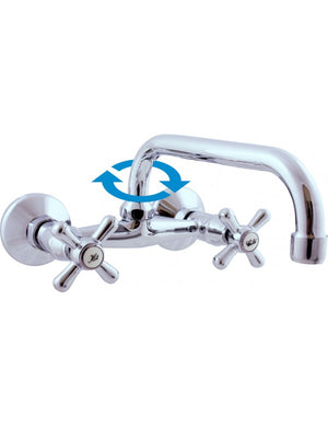 MORAVA miscelatore lavello/lavabo girevole a parete in ottone cromato