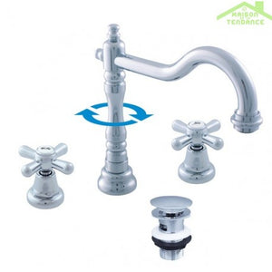 MORAVA miscelatore lavabo retrò a 3 fori con in cromo