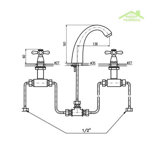 MORAVA Miscelatore lavabo a 3 fori con piletta in cromo