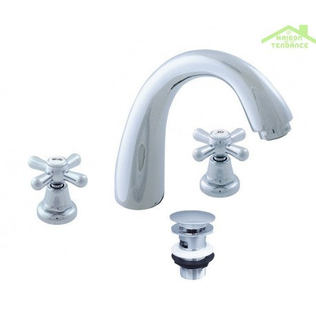 MORAVA Miscelatore lavabo a 3 fori con piletta in cromo