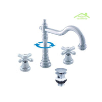 MORAVA miscelatore lavabo retrò a 3 fori con in cromo