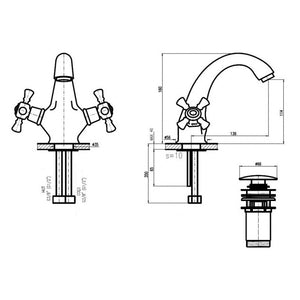 CLASSIC Miscelatore per lavabo con maniglia in cristallo e pop-up