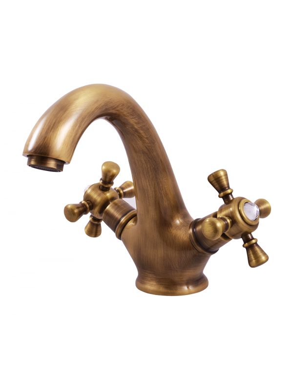 CLASSIC Miscelatore per lavabo con maniglia in cristallo e pop-up