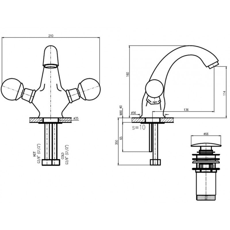 Miscelatore per lavabo design BRILLANCE con maniglia in cristallo