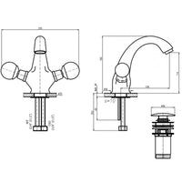 Miscelatore per lavabo design BRILLANCE con maniglia in cristallo